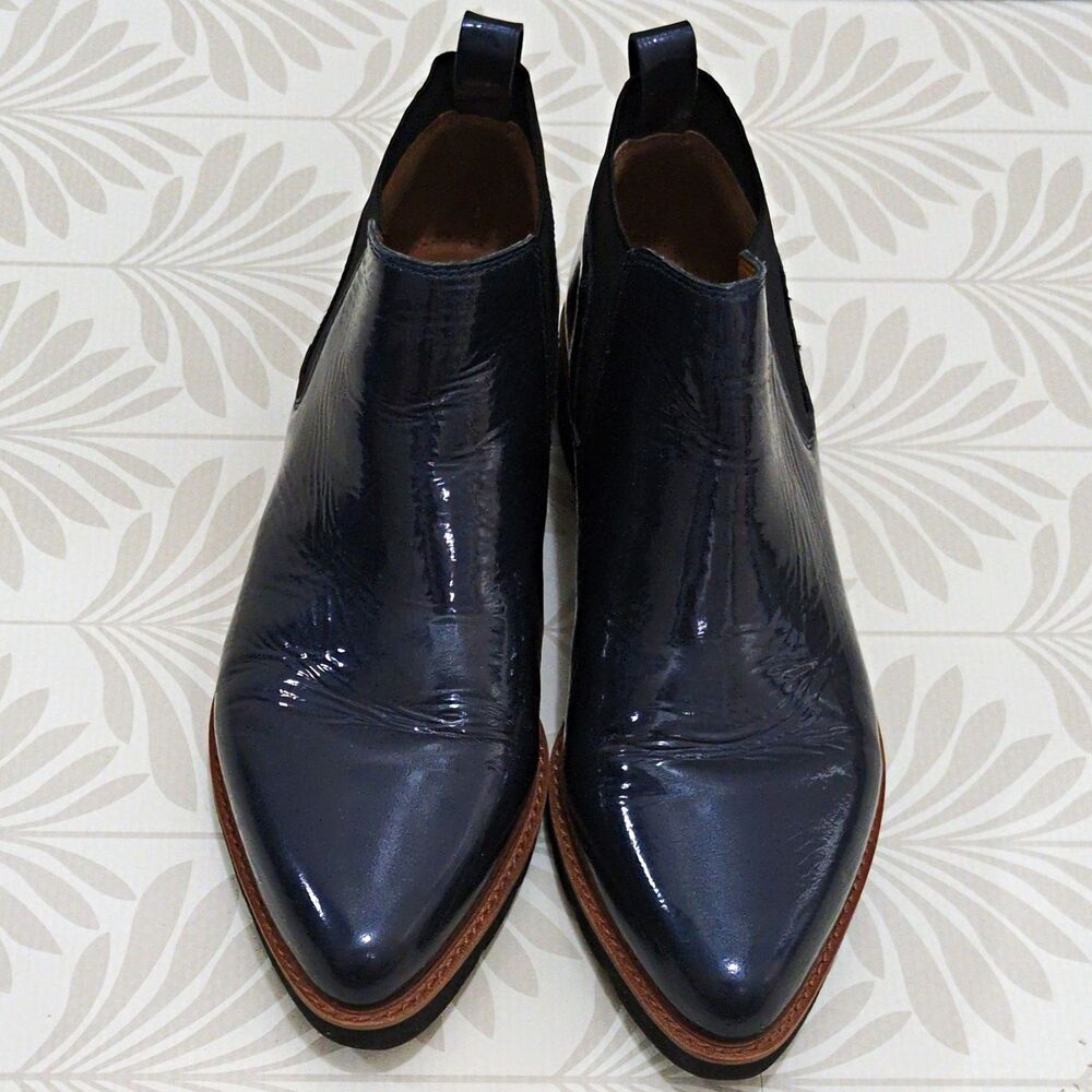 SARTO FRANCO SARTO Women’s Blue Leather Chelsea Ankle Boots Pull Tab US 6